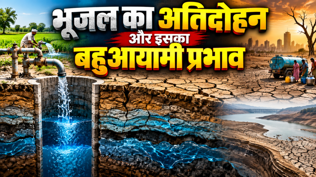 भूजल का अतिदोहन और इसका बहुआयामी प्रभाव(Over-exploitation of groundwater and its multifaceted impact)