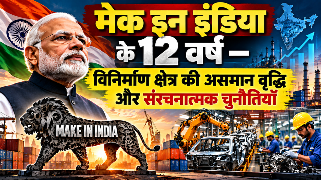 मेक इन इंडिया के 12 वर्ष — विनिर्माण क्षेत्र की असमान वृद्धि और संरचनात्मक चुनौतियाँ (12 Years of Make in India — Uneven Growth and Structural Challenges in the Manufacturing Sector)