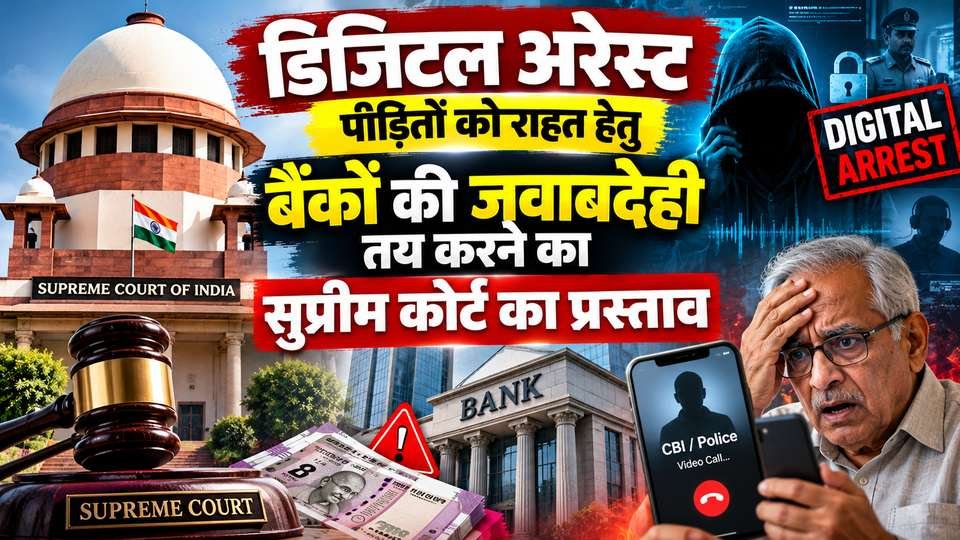डिजिटल अरेस्ट पीड़ितों को राहत हेतु बैंकों की जवाबदेही तय करने का सुप्रीम कोर्ट का  प्रस्ताव। (Supreme Court proposes bank accountability to provide relief for digital arrest victims)
