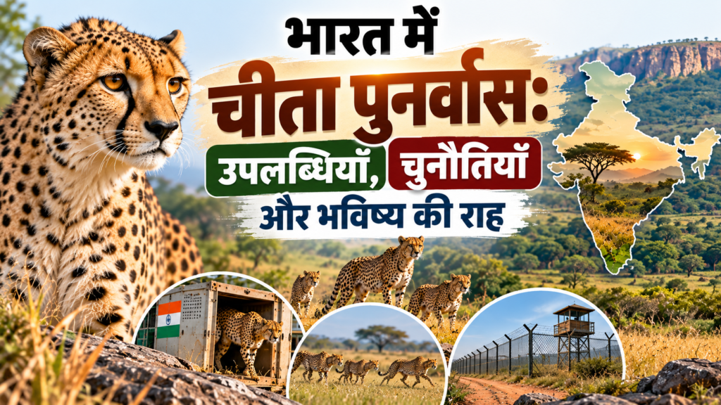 भारत में चीता पुनर्वास: उपलब्धियाँ, चुनौतियाँ और भविष्य की राह (Cheetah Reintroduction in India: Achievements, Challenges, and the Way Forward)